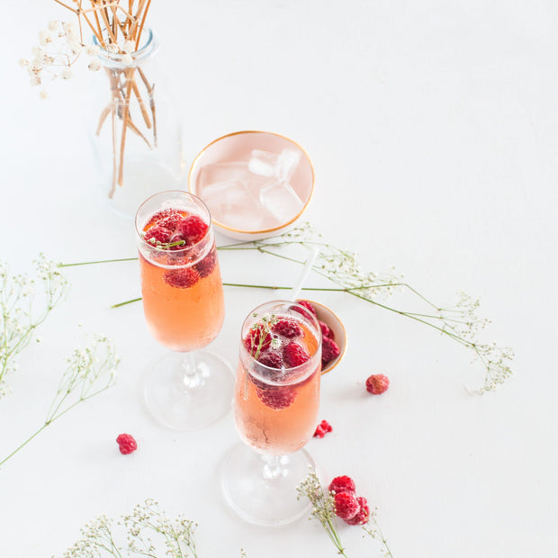 Champagne Raspberry Tea from Smooth Teas in champagne glasses